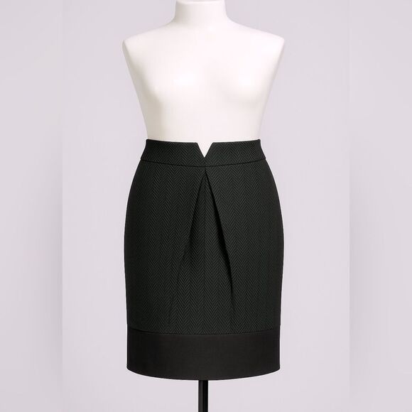 BCBGMaxAzria Emerald Green with Black Pencil Skirt 02 for 0 or 2 - Picture 1 of 10